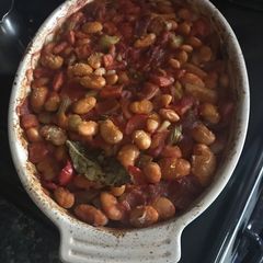 A picture of Greek Baked Giant Beans/ Gigantes plaki.