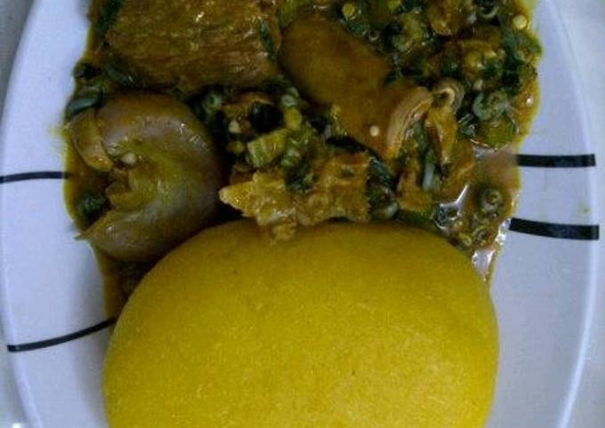 Steps to Make Ultimate Okra soup and eba