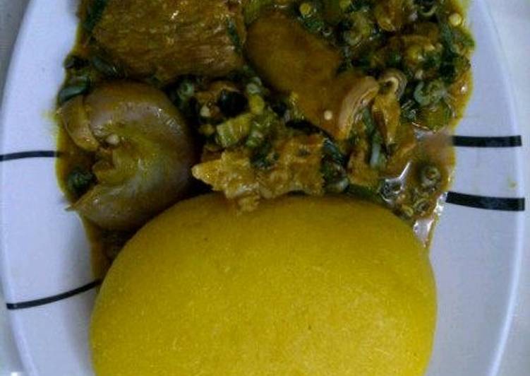 Recipe of Award-winning Okra soup and eba