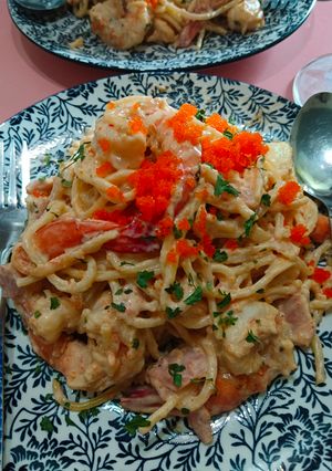 รูปของ สปาเก็ตตี้ครีมซอสไข่กุ้ง
