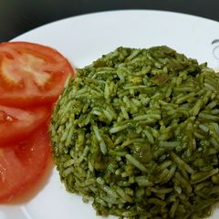 Hyderabadi green biryani A picture of Hyderabadi green biryani.