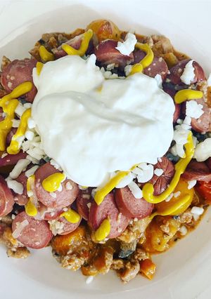 Una foto de Carne molida estilo hot dog