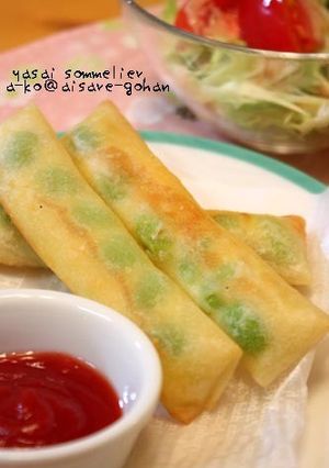A picture of Easy Pan-Fried Edamame Cheese Spring Rolls.