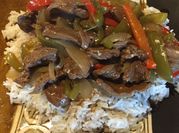 A picture of thin steak dinner
