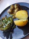 Stringbeans with vegan balls and Blackwell sauce