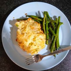 A picture of Lamb with mashed potato.