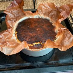 A picture of Basque cheesecake.