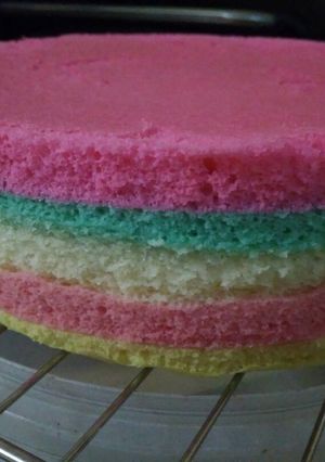 Foto resep Bolu kukus rainbow ekonomis anti bantat
