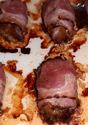 Baconös mustáros csirkemáj recept fotója