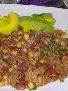 A picture of Githeri mixed beef.