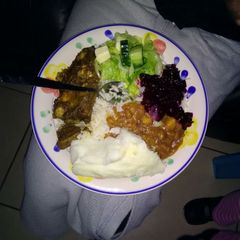 Soft Pap,rice,salads and t-bone A picture of Soft Pap,rice,salads and t-bone.