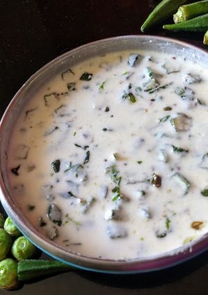 A picture of Bhindi curd raita.