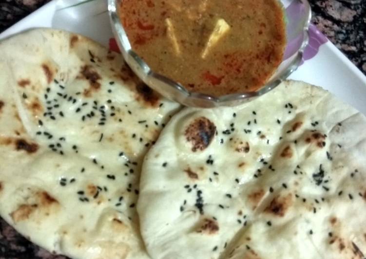 Recipe of Super Quick Homemade Paneer masala curry with butter naan