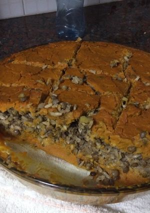 Una foto de Pastel de zapallo y lentejas