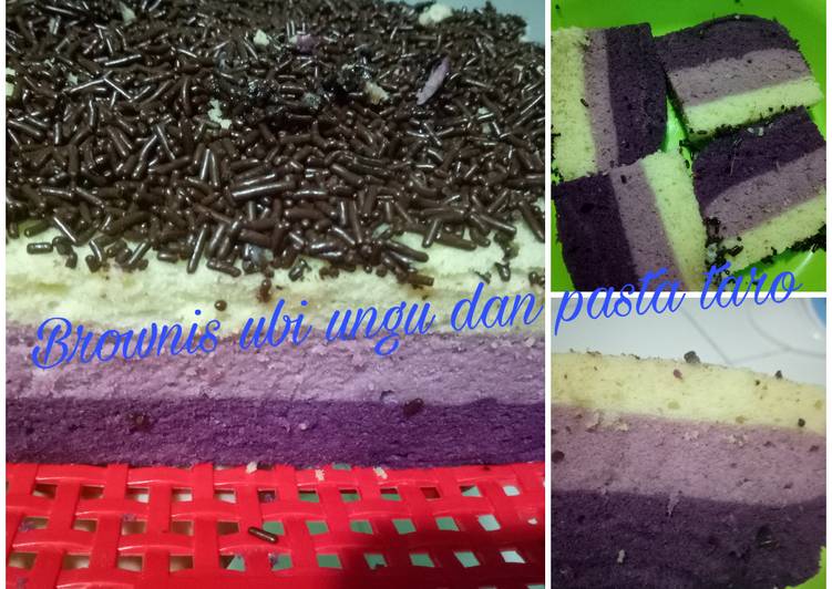 Brownis kukus ubi ungu dan pasta taro #pejuangdapur #pedulikanke