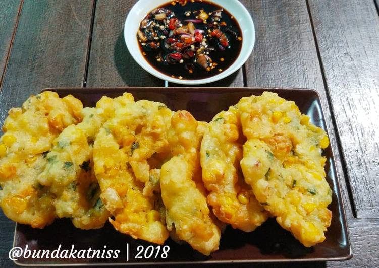 Bakwan Jagung Empuk Kriuk + Sambal Kecap