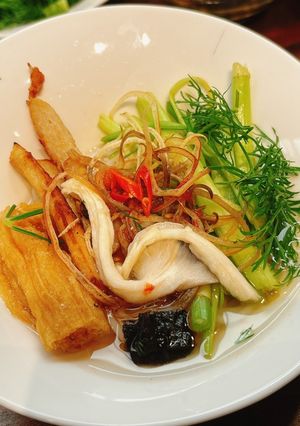 Hình của món Bún cá nấu thơm (dứa)| Lẩu cá chay.