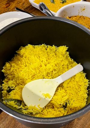 A picture of Sri Lankan Yellow Rice (Kaha Bath).