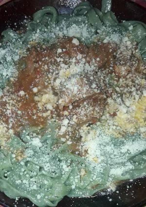 Una foto de Fideos caseros de espinaca