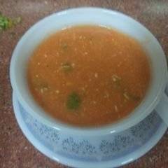 A picture of Cream of tomato soup.