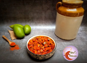 A picture of Raw mango Achar.