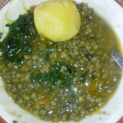 A picture of Stewed green grams with veges.