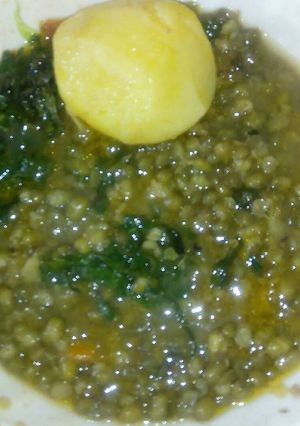 A picture of Stewed green grams with veges.