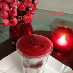A picture of Valentine special strawberry pudding.