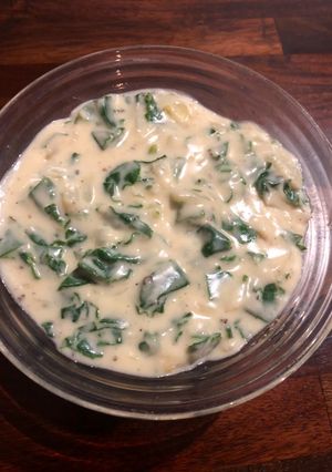 A picture of Arno’s Steakhouse Creamed Spinach.