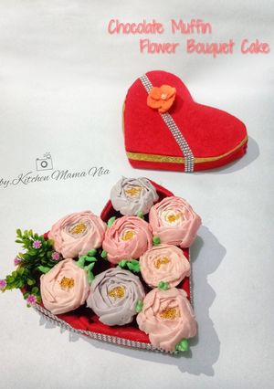Foto resep Chocolate Muffin Flower Bouquet Cake