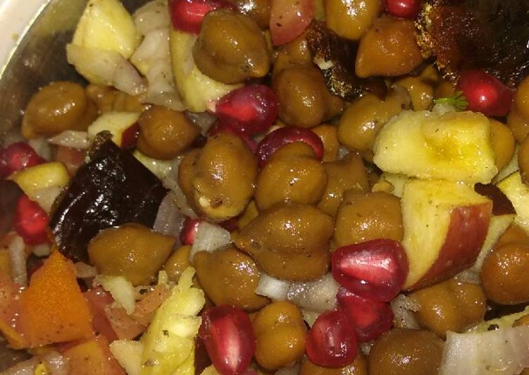 Healthy breakfast with Chana mix with fruits and dry fruits