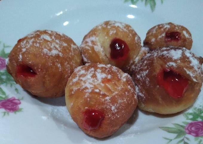 Cara Gampang Menyiapkan 065. Bomboloni Mini Strawberry Anti Gagal