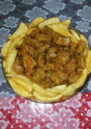 صورة لوصفة لوبيا ماشطو بقطع الشاورما