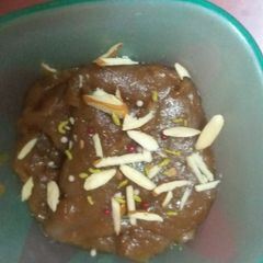 A picture of Jaggery Wheat Halwa.