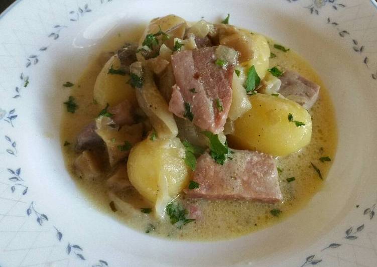 Atún encebollado con nata