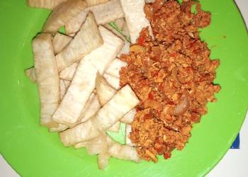 Easy Cooking Recipe Fried yam nd scrambled eggs Delicious