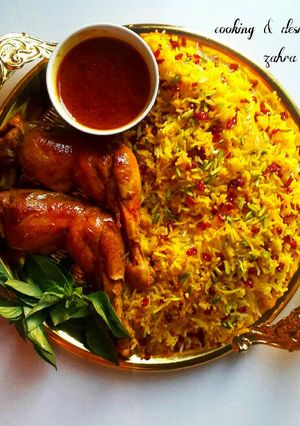 عکسی از دستور زرشک پلو با مرغ مجلسی