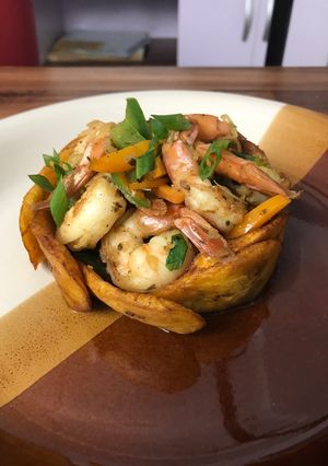 A picture of Plantain Shrimp Swerve.