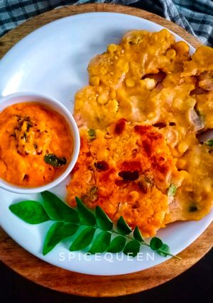 A picture of Sarva Pindi Spicy rice flour pancake.