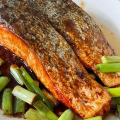 Crispy Salmon with Sweet Soy Sauce (Kecap Manis) A picture of Crispy Salmon with Sweet Soy Sauce (Kecap Manis).