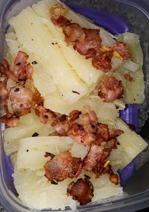 Una foto de Mandioca con Salteado de Pancetas👩🍳day