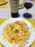 Pappardelle con salsa de langostinos y alcaparras