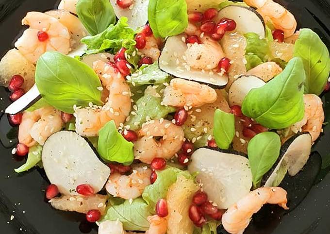 Salade de crabe et riz noir au pamplemousse - Recettes de cuisine Ôdélices