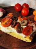 🍅 🫒🧄 🍞 Bruschetta con ricota olivas negras y tomate cherry dorados a la sartén 🍞🧄🫒🍅