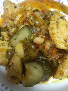 A picture of Preserved Lemon Chicken Moroccan influenced.