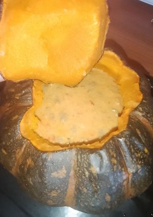Una foto de Calabaza rellena con arroz blanco