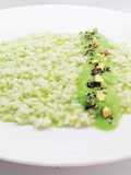 Risotto con crema di piselli e zenzero