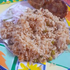 A picture of Matar pulao.