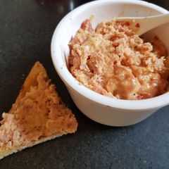 A picture of My peppered Bacon, tomato and Cheese dip.