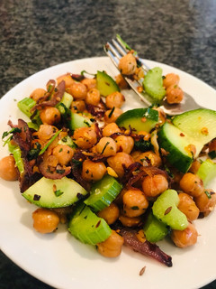 A picture of Warm Chickpea salad.